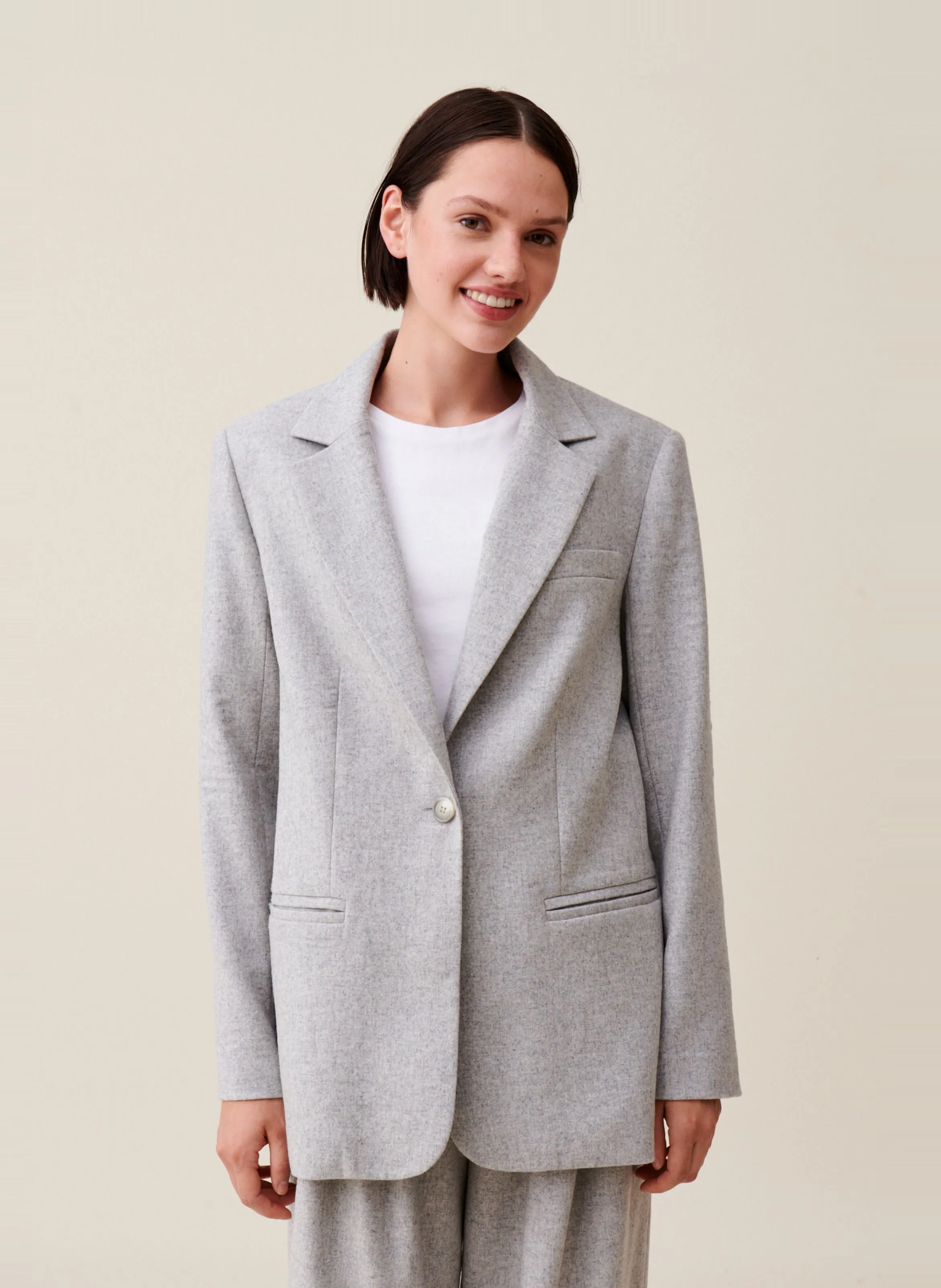  CLAUDIE PIERLOT   Giacca da tailleur dritta in misto lana | Grigio