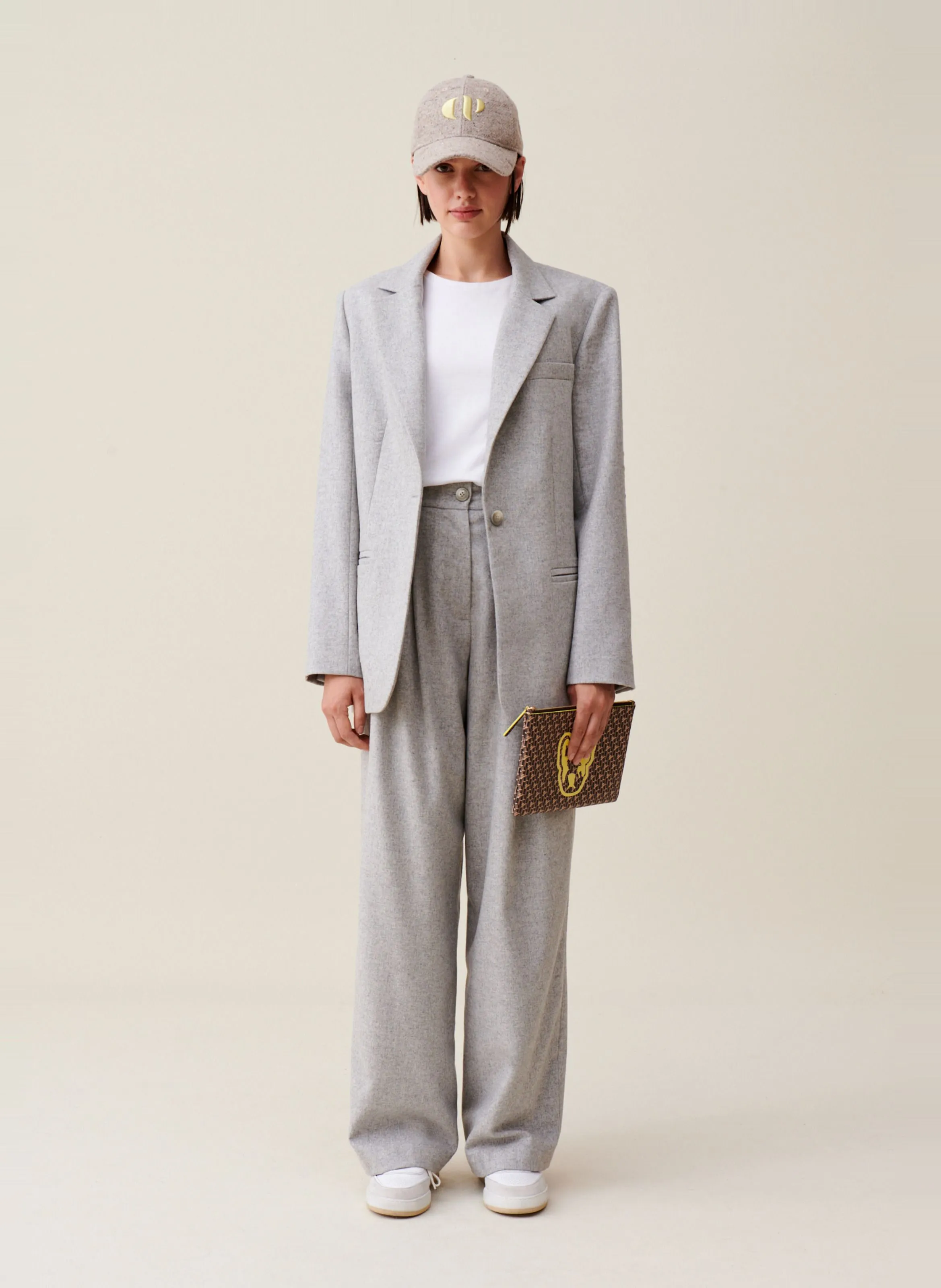  CLAUDIE PIERLOT   Giacca da tailleur dritta in misto lana | Grigio