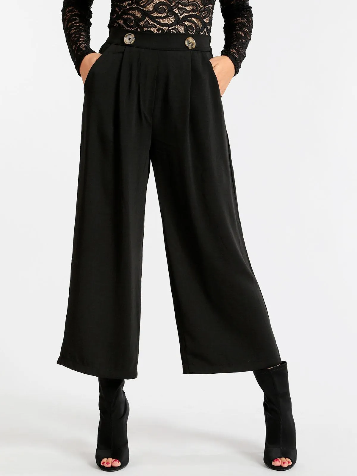 Flex Moda Pantalon jupe-culotte noir