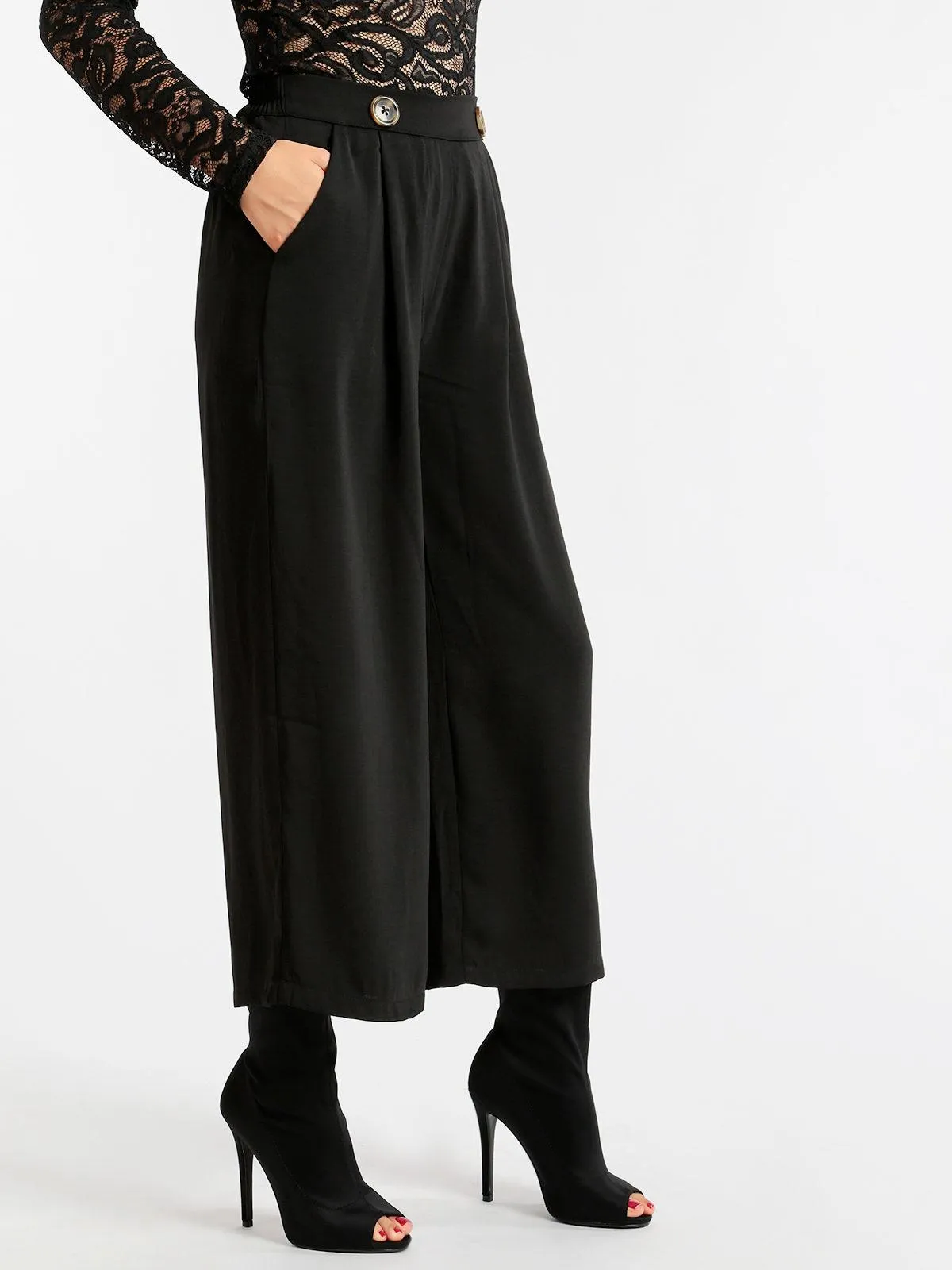 Flex Moda Pantalon jupe-culotte noir