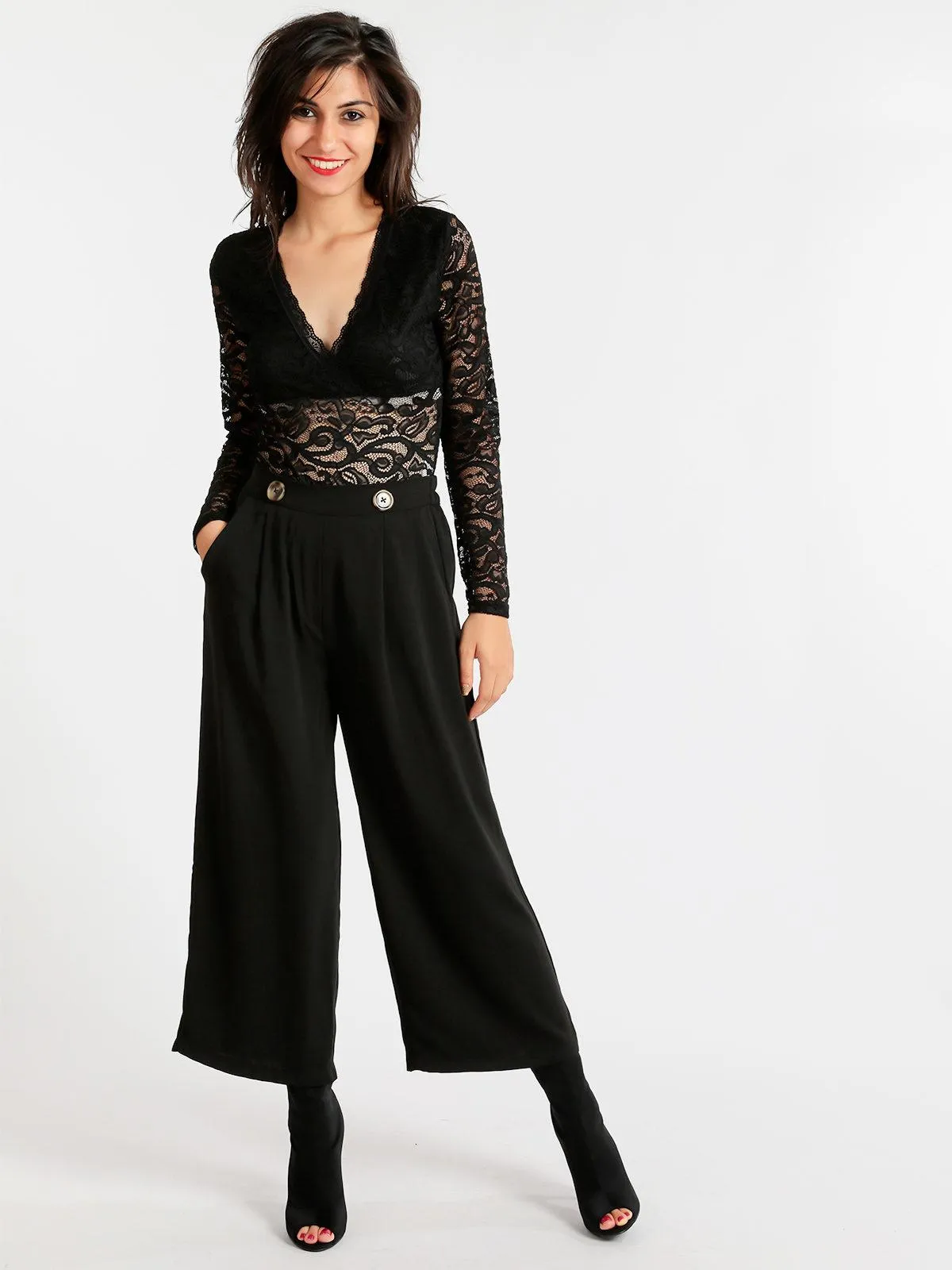 Flex Moda Pantalon jupe-culotte noir
