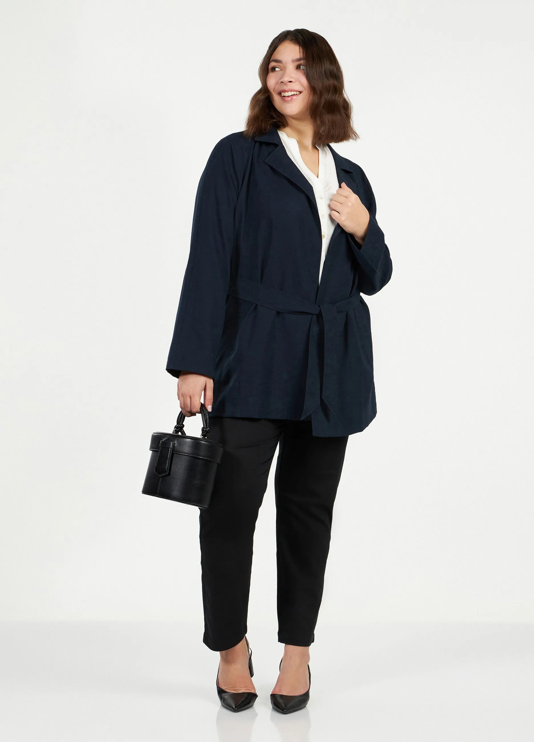 Giacca con fusciacca in vita donna curvy
