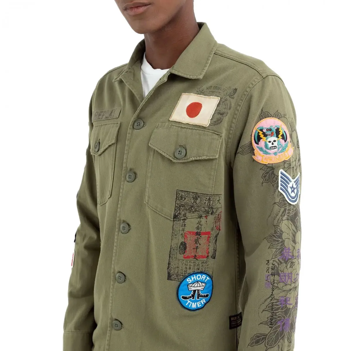 Giacca Con Stampa E Patch Light Military