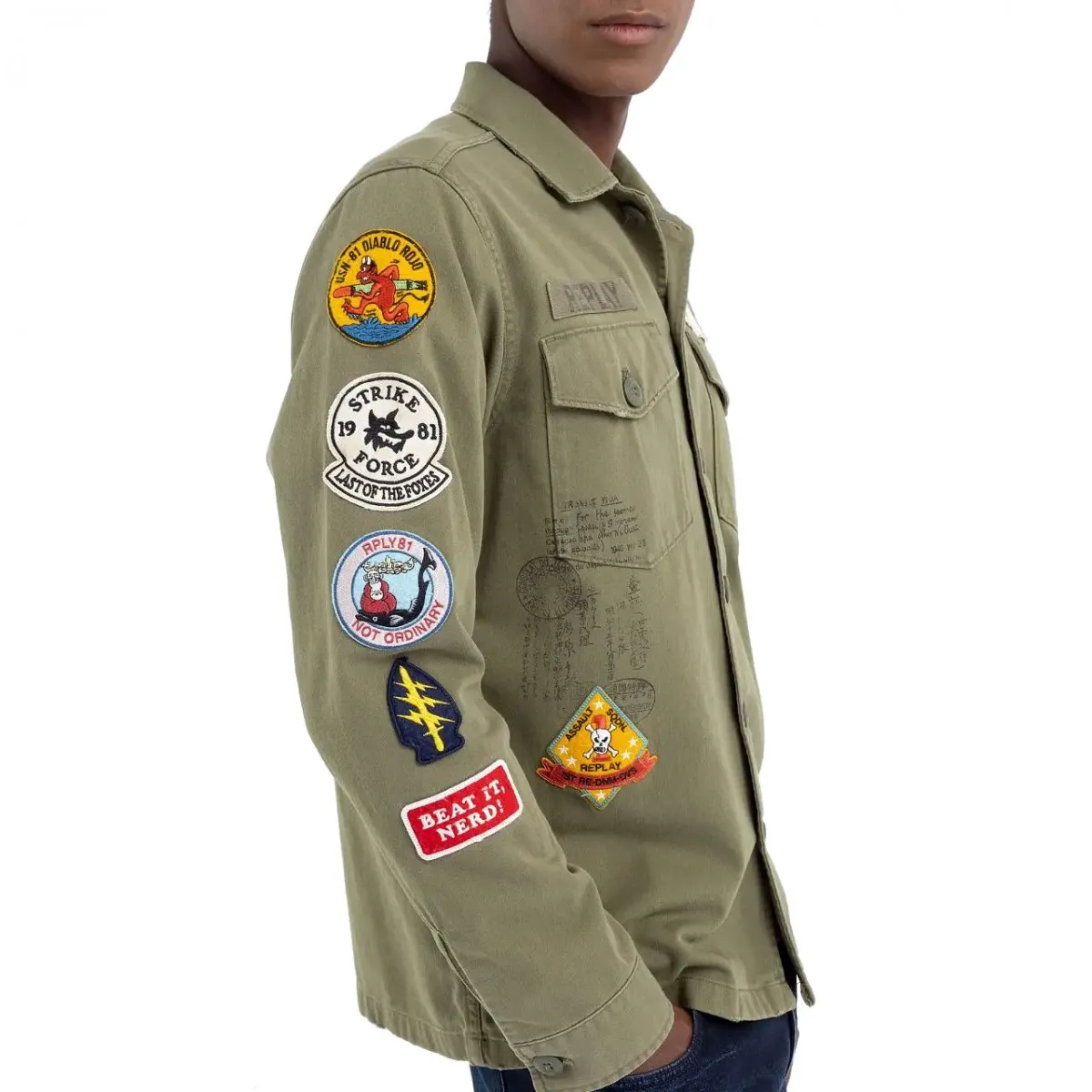 Giacca Con Stampa E Patch Light Military