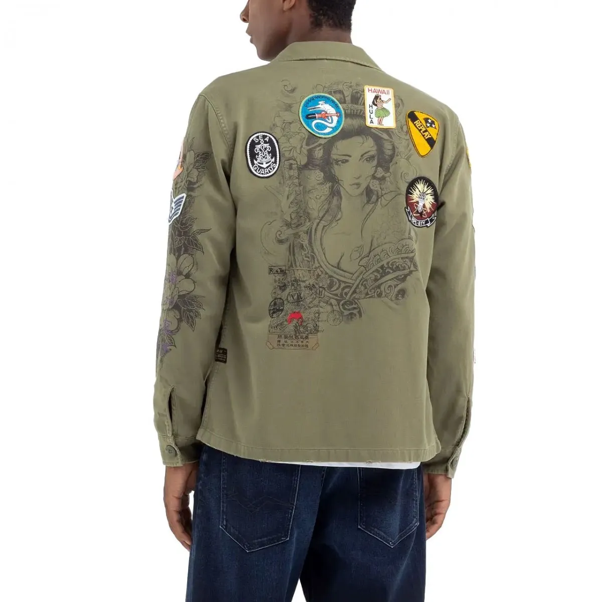 Giacca Con Stampa E Patch Light Military