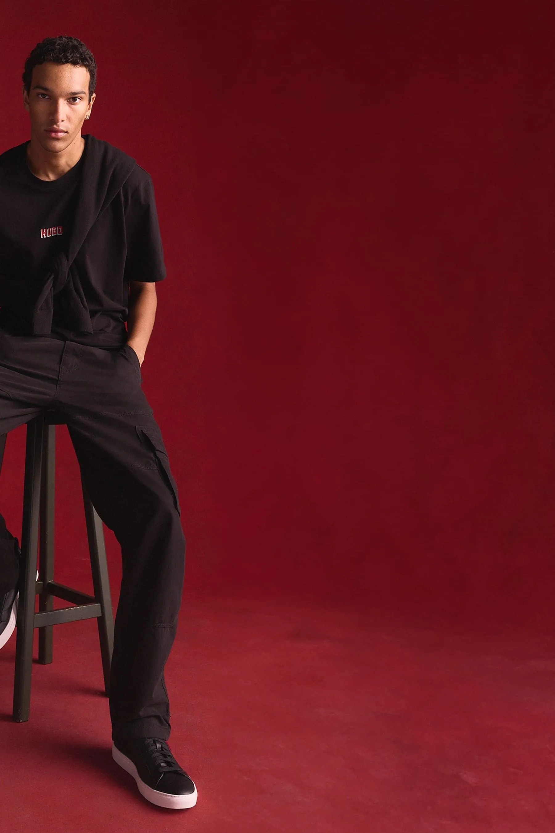HUGO - Nero con logo - Scarpe da ginnastica in pelle sintetica