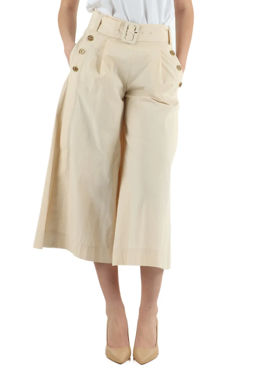 Pantalone culotte in popeline di cotone