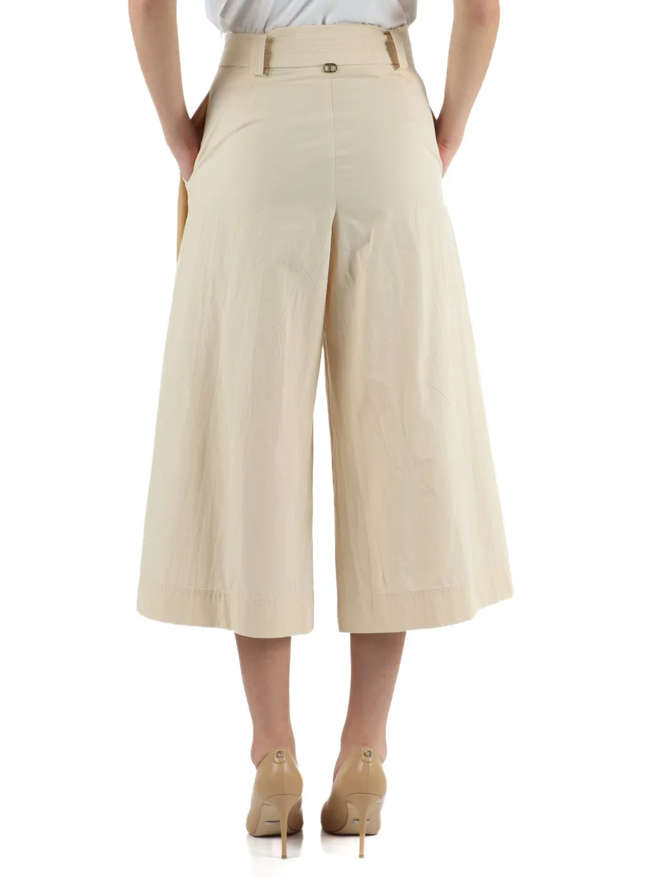 Pantalone culotte in popeline di cotone
