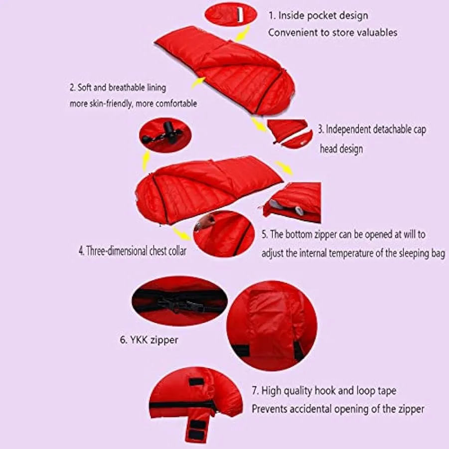 Sacchi a pelo rettangolari per adulti Inverno Caldo 4 stagioni Sacco a pelo Bivy Sack Sleeping Gear Busta Luce D’anatra Giù Camp