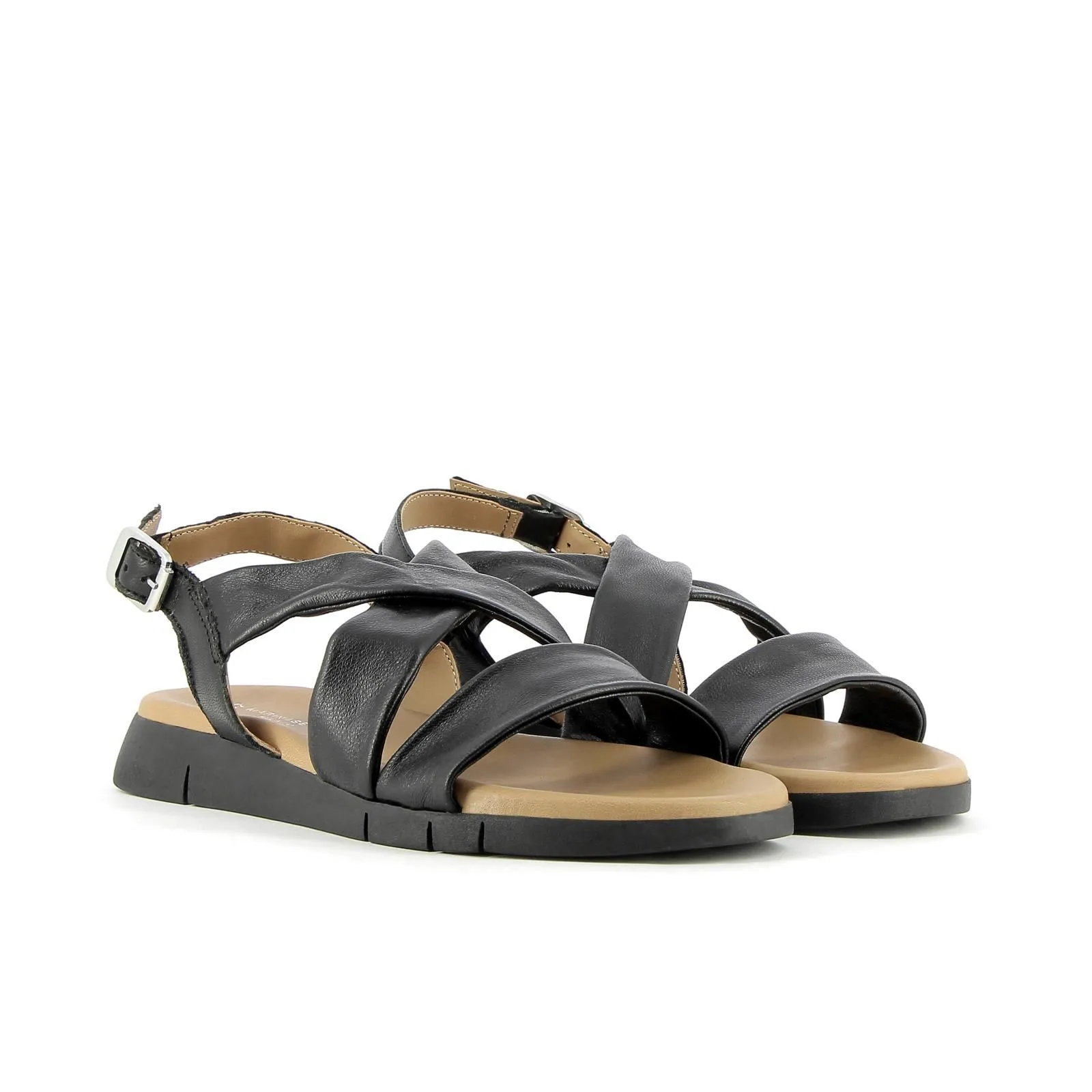 Sandali casual neri con fasce ad incrocio