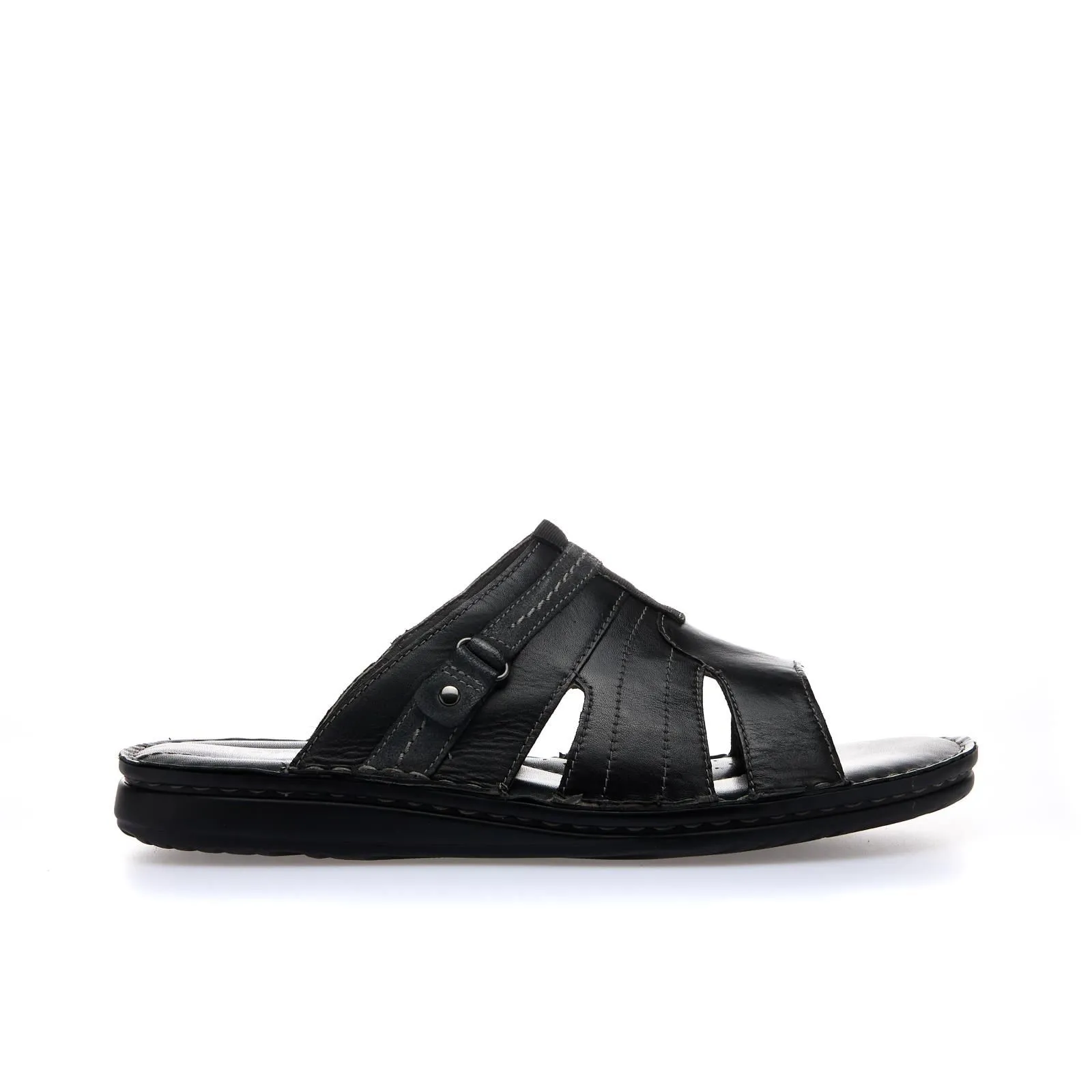 Sandali neri in pelle con cuciture