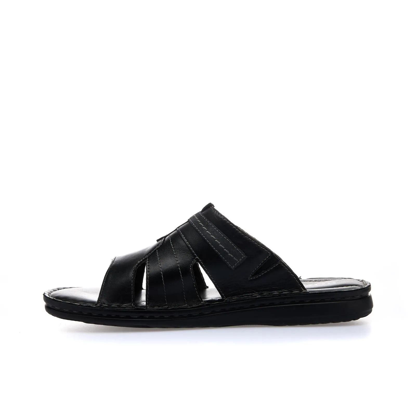 Sandali neri in pelle con cuciture
