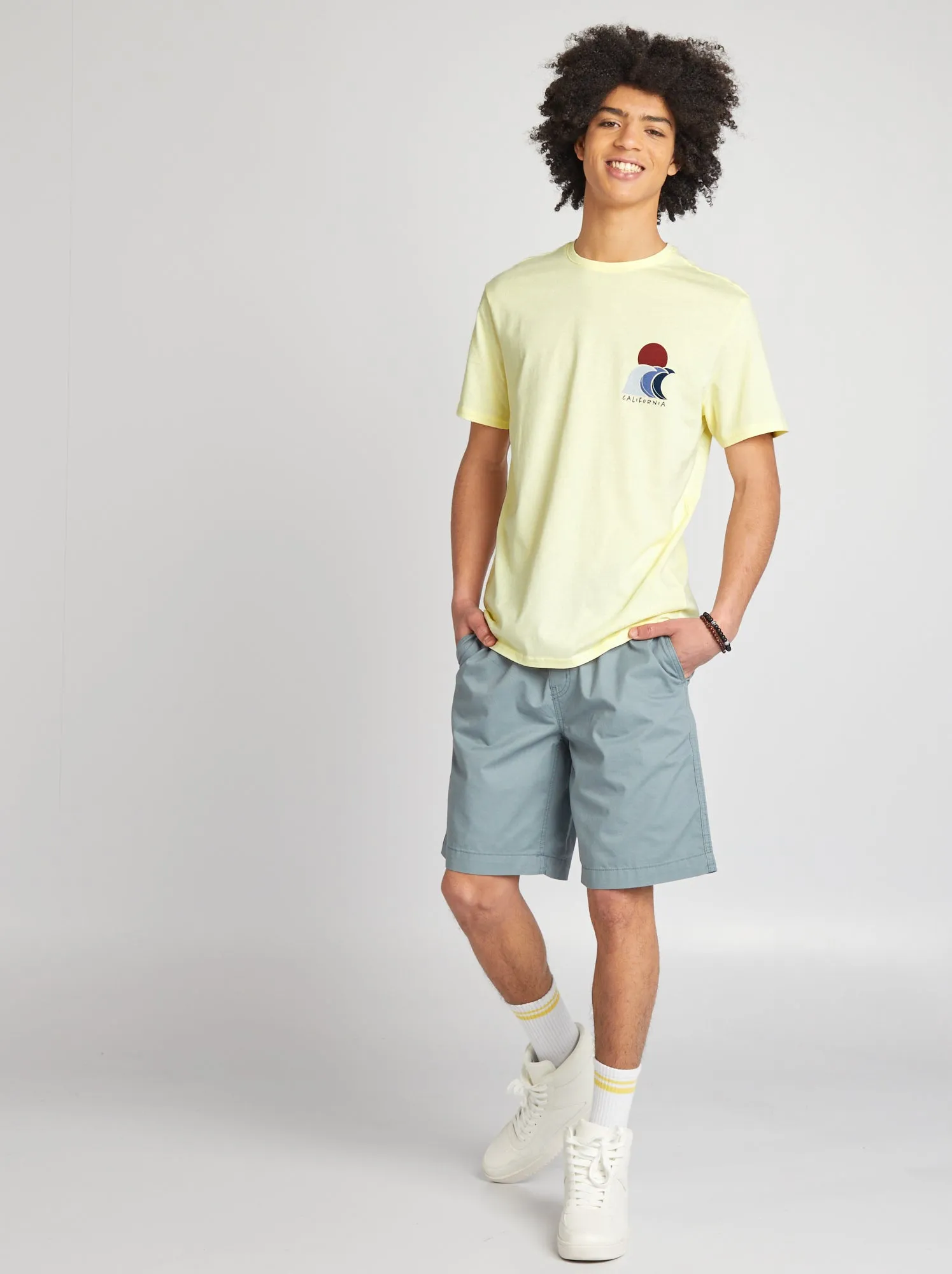 Shorts dritti con vita elasticizzata - BLU