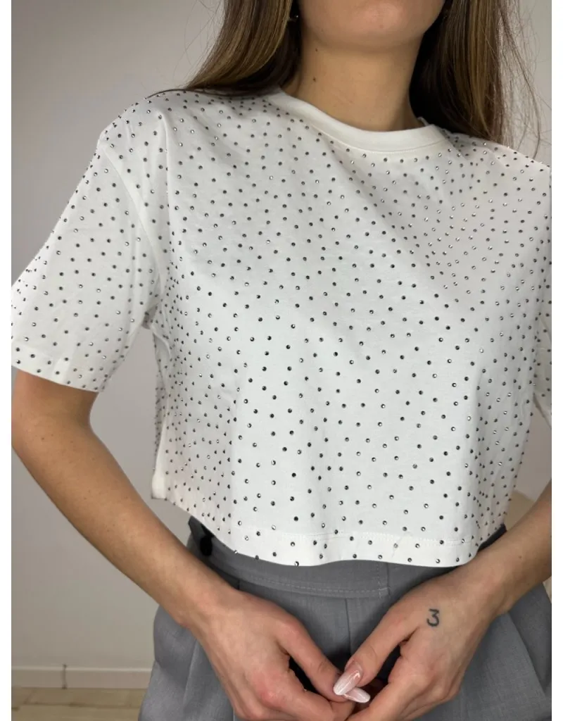 T-SHIRT CROP BRILLANT LUMINA BIANCA