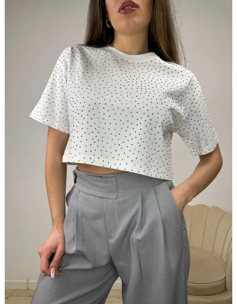 T-SHIRT CROP BRILLANT LUMINA BIANCA