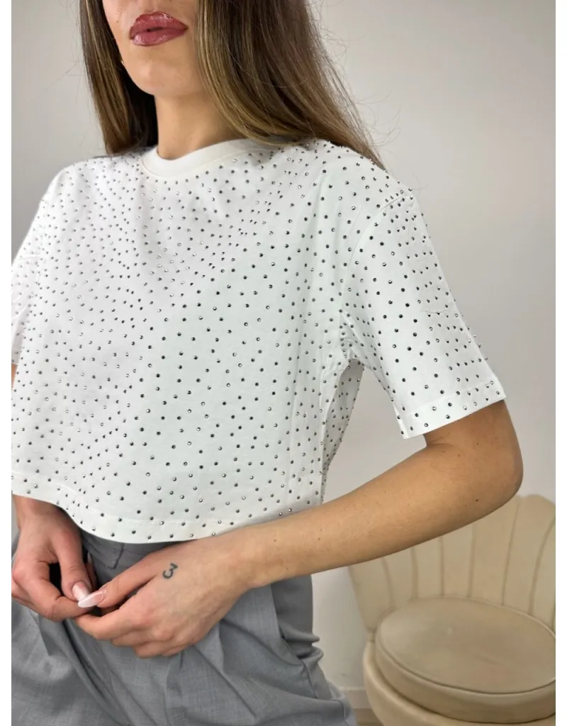 T-SHIRT CROP BRILLANT LUMINA BIANCA