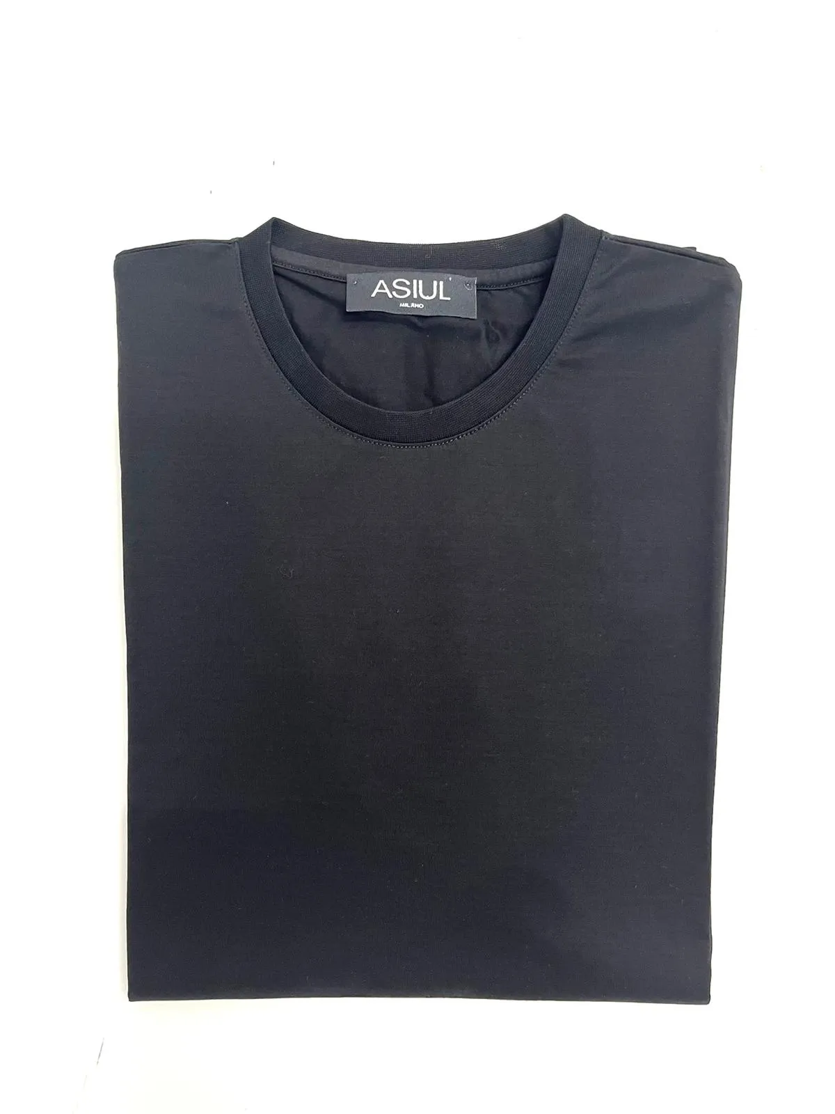 T-SHIRT NERA IN FILO DI SCOZIA DI COTONE