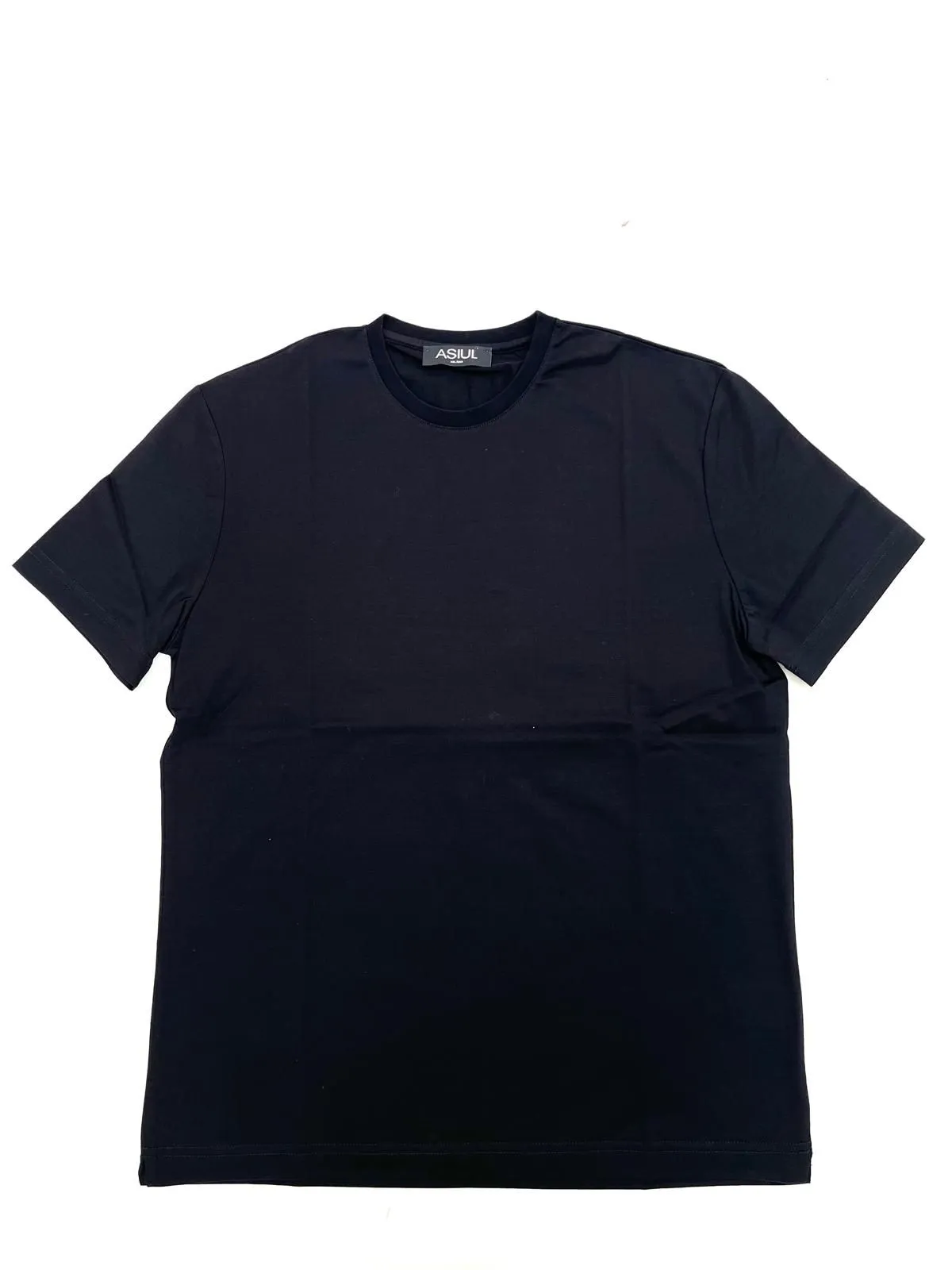 T-SHIRT NERA IN FILO DI SCOZIA DI COTONE