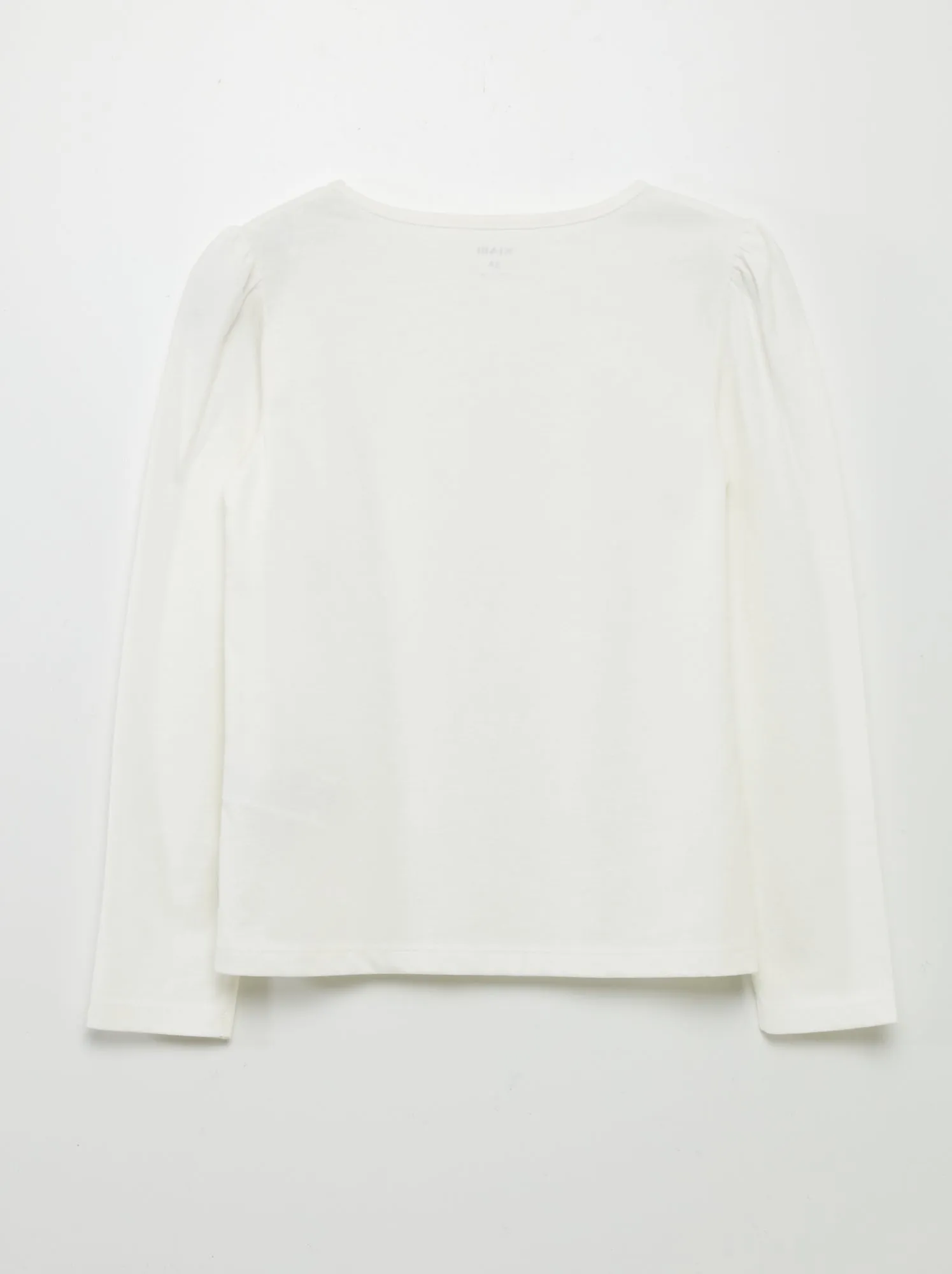 T-shirt tinta unita con spalle arricciate - BIANCO