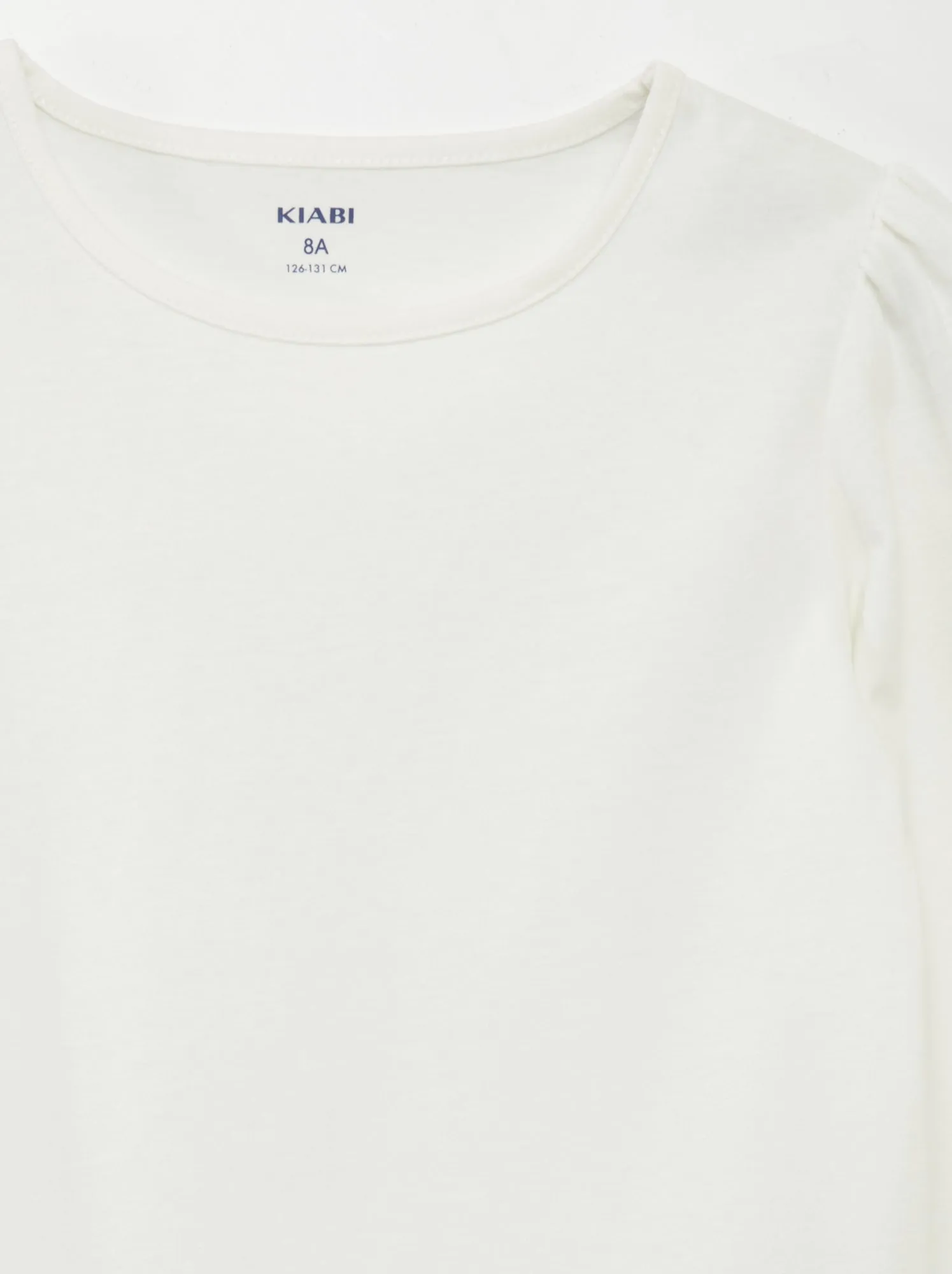 T-shirt tinta unita con spalle arricciate - BIANCO